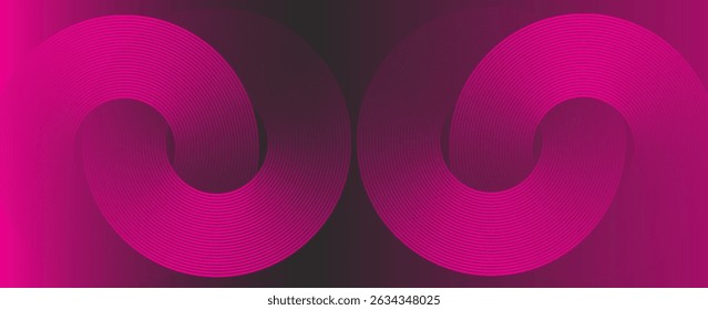 Fundo de banner horizontal abstrato rosa escuro moderno com linhas geométricas brilhantes. Adequado para capas, brochuras, apresentações, folhetos. vetor.