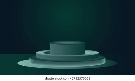Fondo oscuro moderno del podio con el proyector suave y la iluminación del gradiente ideal para las presentaciones de los anuncios de la marca de la exhibición del producto y los proyectos mínimos del diseño con un estilo profesional limpio