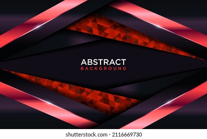 Modern Dark Purple Background Design Combined with Shinny Metallic Red and Polygon Element.