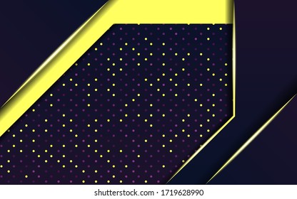 banner moderno de fondo vector púrpura oscuro con línea dorada y puntos.