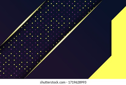 modern dark purple vector background banner with gold line and dots.