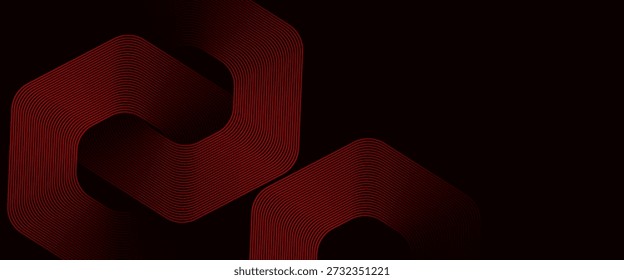 Modern dark red abstract horizontal banner background with glowing geometric lines.Suitable for covers, brochures, presentations, flyers. vector.

