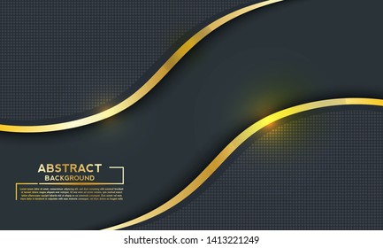 Modern Dark technology Background with Shine, luxurious background with Gold line & Glitter - Vector 