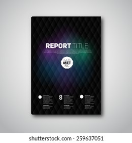 Modern dark Vector abstract brochure or book, flyer design template with diamond shapes