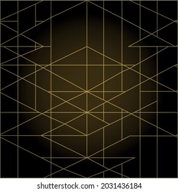 Modern dark vector template background with golden lines