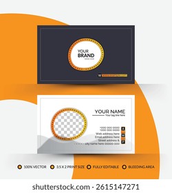 Modern dark and white stylish corporate business card template design with circle