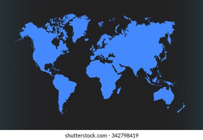 Modern dark world map. Vector illustration