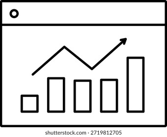 A modern dashboard icon featuring a line and bar graph UI element. Perfect for web design, data visualization, and analytics interfaces.