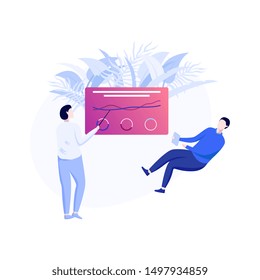 Modern data analysis, finance statistic, data come out from phone, flat style illustration 