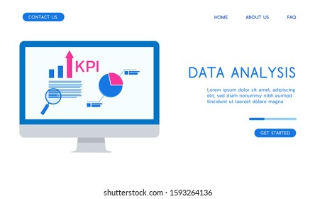 Modern Data Analysis vector flat illustration. 