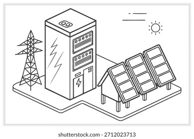 Ilustración moderna del centro de datos Servidor de nube segura, rack de red e infraestructura digital