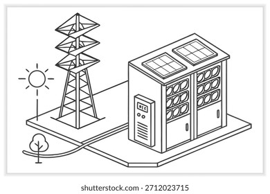 Ilustración moderna del centro de datos Servidor de nube segura, rack de red e infraestructura digital