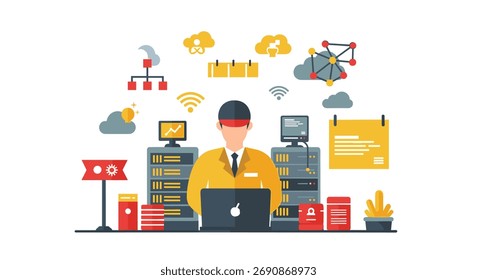 Conceito moderno de gerenciamento de infraestrutura de rede e operações de data center