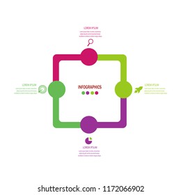 Modern data chart timeline infographic element template with bright color design vector