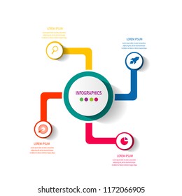 Modern data chart timeline infographic element template with bright color design vector