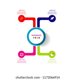 Modern data chart timeline infographic element template with bright color design vector