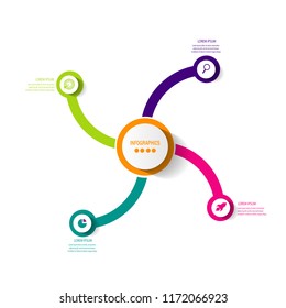 Modern data chart timeline infographic element template with bright color design vector