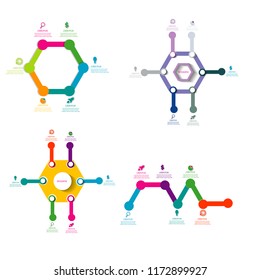 Modern data chart timeline infographic element template with bright color design vector