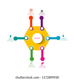 Modern data chart timeline infographic element template with bright color design vector