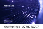 Modern data flow transformation concept with futuristic purple light ray. Abstract technology background showing digital core and glowing neon dot line. Vector illustration.