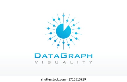 Modern Data Graph Visual Monitoring Logo Design Vector Icon Illustration.