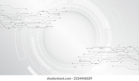 Modern data protection vector presentation. Abstract circuit board futuristic concept. Data transfer and protection, internet communication on a grey background. High computer technology design.