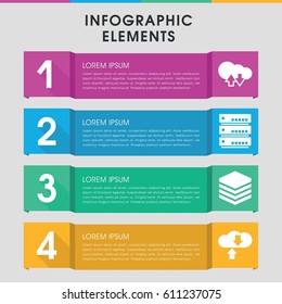 Modern database infographic template. infographic design with database icons includes cloud download upload. can be used for presentation, diagram, annual report, web design. 