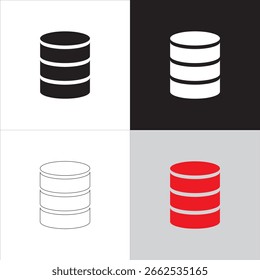Modern database symbol icon for tech. Useful for data storage visuals. Ideal for cloud computing and servers. Clean design fits digital projects perfectly.