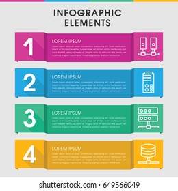 Modern datacenter infographic template. infographic design with datacenter icons includes . can be used for presentation, diagram, annual report, web design.