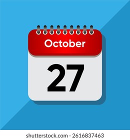 Modern Date Icon – October Calendar Template in Flat Style