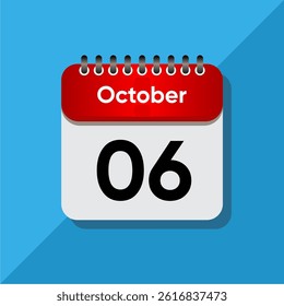 Modern Date Icon – October Calendar Template in Flat Style