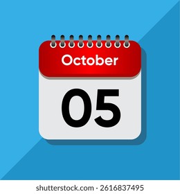 Modern Date Icon – October Calendar Template in Flat Style
