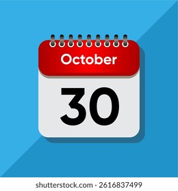 Modern Date Icon – October Calendar Template in Flat Style
