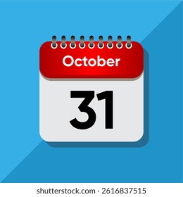Modern Date Icon – October Calendar Template in Flat Style