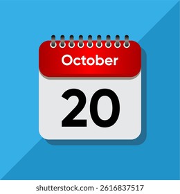 Modern Date Icon – October Calendar Template in Flat Style