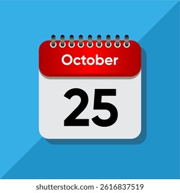 Modern Date Icon – October Calendar Template in Flat Style