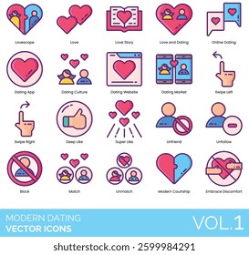 Modern Dating Illustration Vector icons