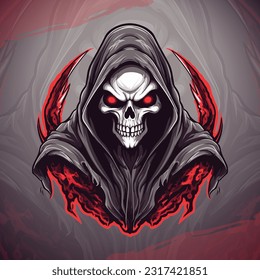 Modern Death Reaper Mascot Logo: Vector Illustration for Esport and Sport Team