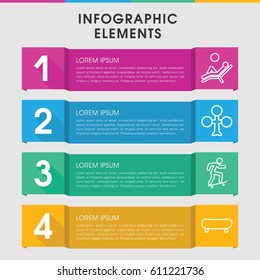 Modern deck infographic template. infographic design with deck icons includes Clubs, man laying in the sun. can be used for presentation, diagram, annual report, web design. 