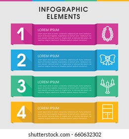 Modern decor infographic template. infographic design with decor icons includes wardrobe, bow, garland. can be used for presentation, diagram, annual report, web design.