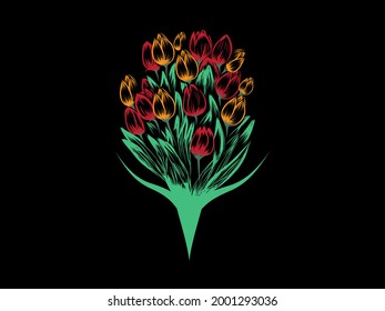diseño moderno de flores abstractas decorativas. Patrón floral, se puede usar para tarjetas, invitaciones, banners, carteles, diseño de impresión. Fondo floral en estilo de arte en línea, plantilla de diseño vectorial.