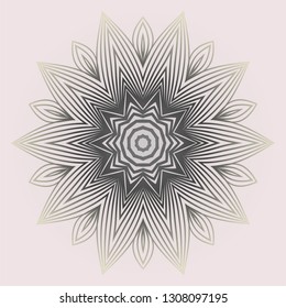 Modern Decorative Cicle Shapes. Floral Mandala. Vector Illustration. White grey color
