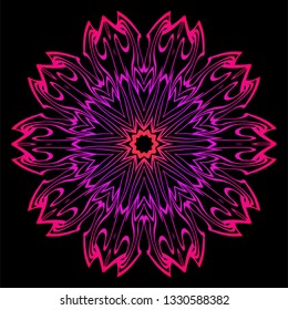 Modern Decorative Cicle Shapes. Floral Mandala. Vector Illustration. Black, red purple color.