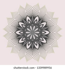 Modern Decorative Cicle Shapes. Floral Mandala. Vector Illustration. White grey color