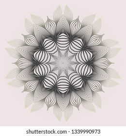 Modern Decorative Cicle Shapes. Floral Mandala. Vector Illustration. White grey color