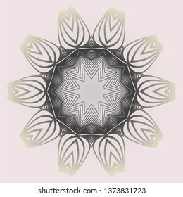 Modern Decorative Cicle Shapes. Floral Mandala. Vector Illustration. White grey color