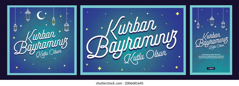 Modern Decorative Design for Feast of the Sacrif (Eid al-Adha Mubarak) Feast of the Sacrifice Greeting (Turkish: Kurban Bayraminiz Mubarek Olsun) Holy days of muslim community. Islamic background.
