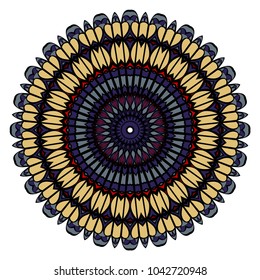 Modern Decorative floral color mandala. Vector round Shapes. Vector illustration. Red, gold, purple color