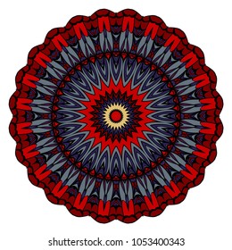 Modern Decorative floral color mandala. Vector round Shapes. Vector illustration. Red, gold, purple color