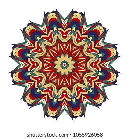Modern Decorative floral color mandala. Vector round Shapes. Vector illustration. Red, gold, purple color